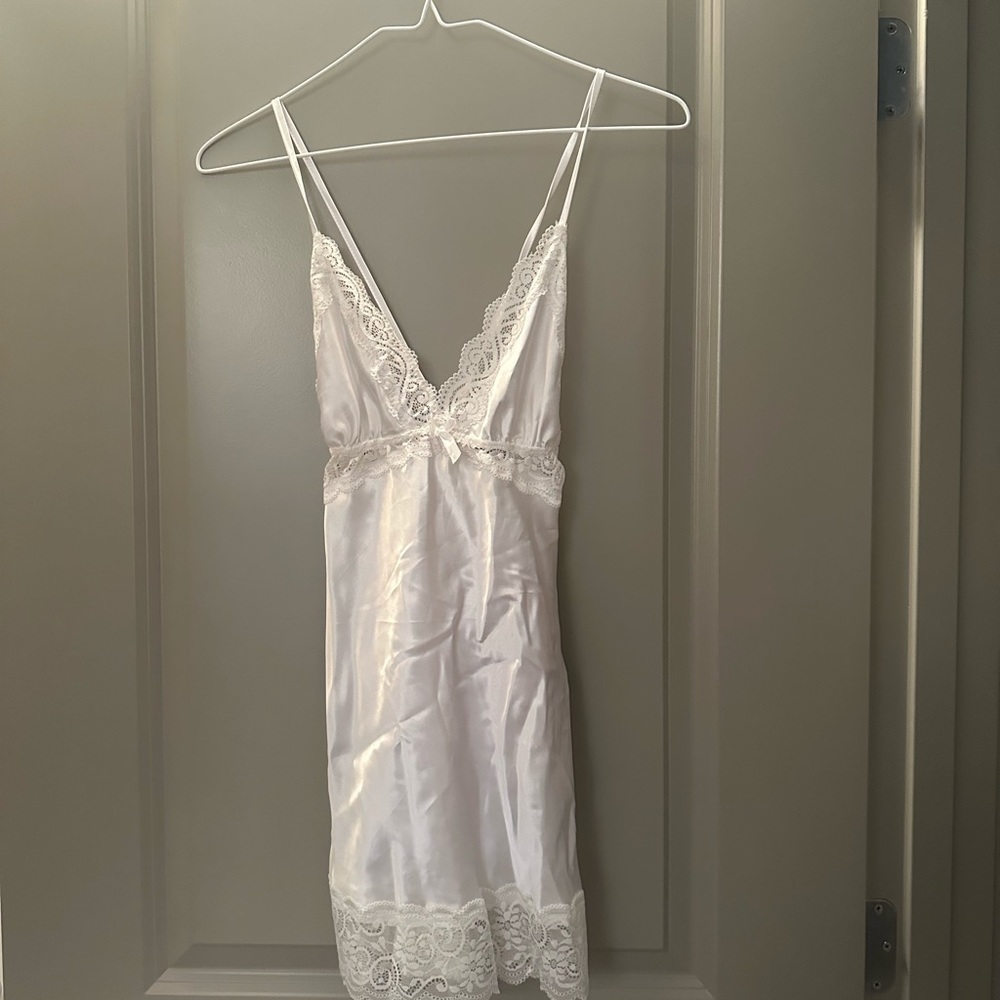 White satin lingerie set